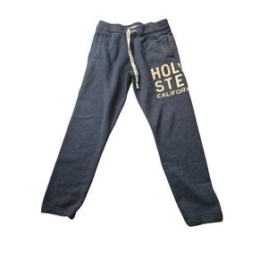 Hollister Navy Sweatpants with Cream Logo